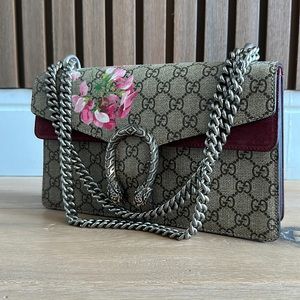 Gucci Beige/Pink GG Supreme Blooms Coated Canvas Medium Dionysus Shoulder Bag
